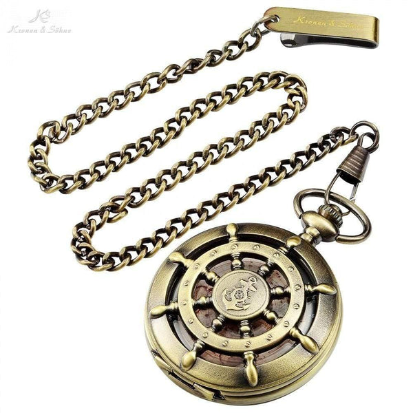 Planet Gates Bronze KSP106 Bronze Boat Rudder Anchor Pattern Case Map Analog Relogio Fob Key Pendant Clock Chain Mens Quartz Pocket Watch /KSP106