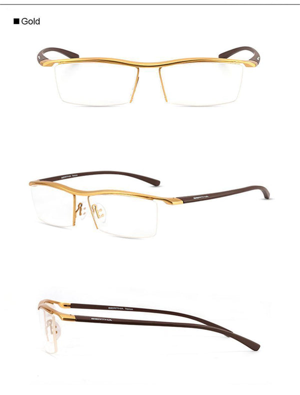 Planet Gates Bronze Men Z Pure Titanium Semi-rimless Eyewear Business Optical Glasses Frame Prescription Eyeglasses