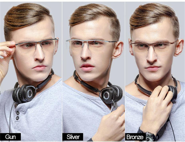 Planet Gates Bronze Men Z Pure Titanium Semi-rimless Eyewear Business Optical Glasses Frame Prescription Eyeglasses