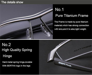 Planet Gates Bronze Men Z Pure Titanium Semi-rimless Eyewear Business Optical Glasses Frame Prescription Eyeglasses