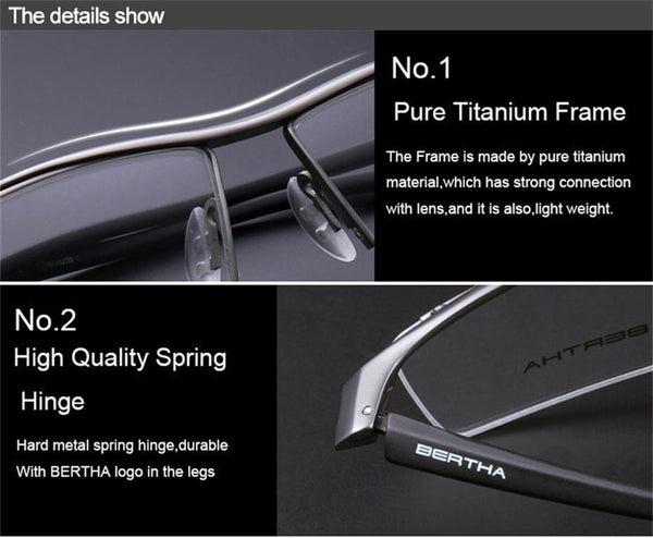 Planet Gates Bronze Men Z Pure Titanium Semi-rimless Eyewear Business Optical Glasses Frame Prescription Eyeglasses