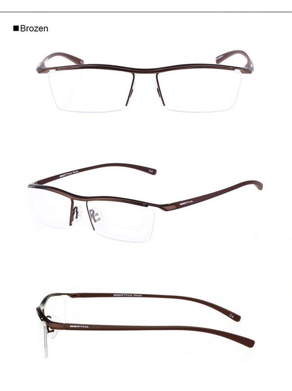 Planet Gates Bronze Men Z Pure Titanium Semi-rimless Eyewear Business Optical Glasses Frame Prescription Eyeglasses