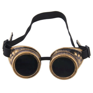 Planet Gates Bronze Yellow Retro Round Metal Steampunk Men Sunglasses Women Welding Fashion Cyber Glasses Adjustable Belt Vintage Shades