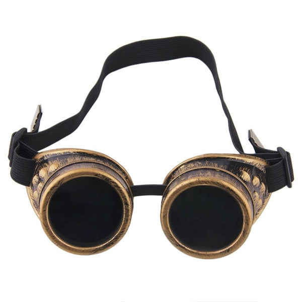 Planet Gates Bronze Yellow Retro Round Metal Steampunk Men Sunglasses Women Welding Fashion Cyber Glasses Adjustable Belt Vintage Shades