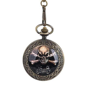 Planet Gates Bronze2 Quartz Pocket Watch Pirate Skull Head Horror with Chain Men Women Pendant Necklace For Gift Christmas