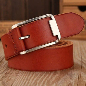 Belt Men High Quality Luxury 100% Real Cowhide Full Grain Genuine Leather Camel Cowboy 3.8 Cm Masculine Soft