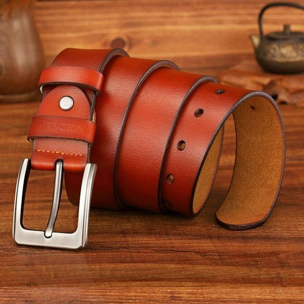 Planet Gates brown 1 / 120cm less 35to37 ln Quality Genuine Leather Luxury Strap Male Belts For Men Jeans Casual Belt Pin Buckle