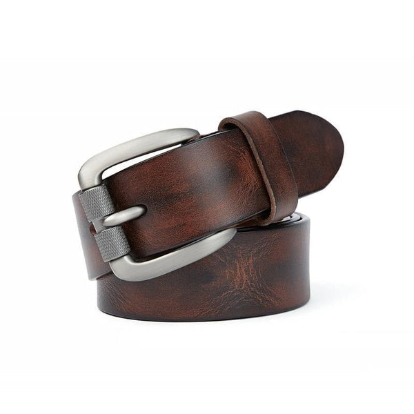 Fashion Men's Belt Top Natural Genuine Leather Sturdy Buckle Men Vintage Belt Suitable For Jeans Casual Pants Cummerbund