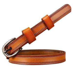 Planet Gates Brown / 100cm Narrow genuine leather belts for women 2018 Fashion Pin buckle waist belt for jeans thin strap for dresses Second layer cowskin