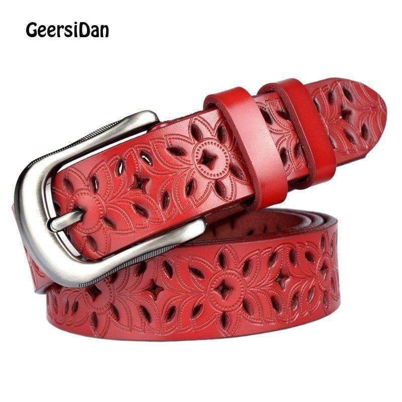 Planet Gates brown / 105cm GEERSIDAN 2018 New genuine leather women belt Design brand hollow decoration belt for women Fashon pin buckle female waistband