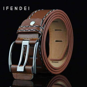 Planet Gates brown / 105cm IFENDEI Women's Belt For Jeans PU Leather Men's Belt Needle Buckle White Waist Belt Casual Female Strap For Man cinturon mujer
