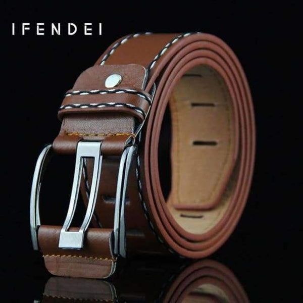 Planet Gates brown / 105cm IFENDEI Women's Belt For Jeans PU Leather Men's Belt Needle Buckle White Waist Belt Casual Female Strap For Man cinturon mujer