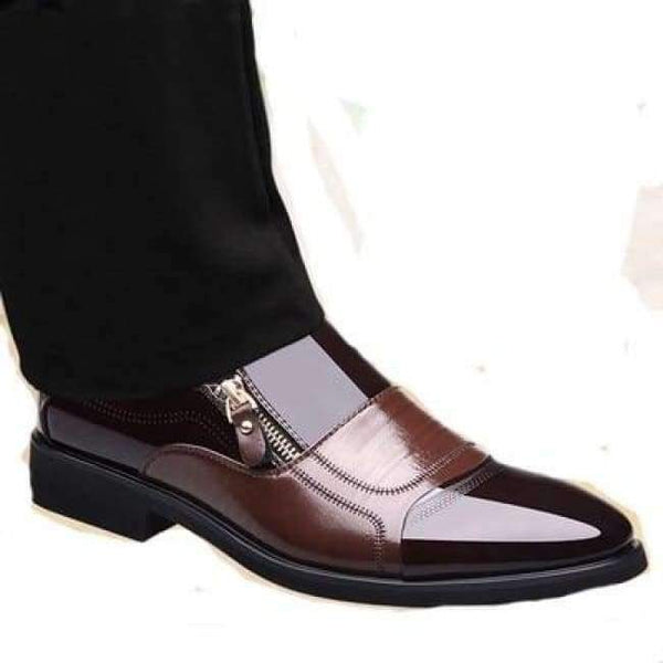 Planet Gates Brown 1888 / 6.5 NPEZKGC New Spring Fashion Oxford Business Men Shoes Genuine Leather High Quality Soft Casual Breathable Men's Flats Zip Shoes