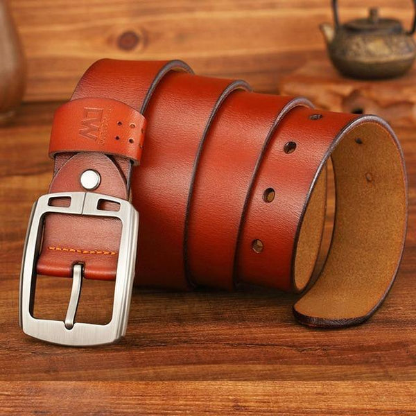 Planet Gates brown 2 / 120cm less 35to37 ln Quality Genuine Leather Luxury Strap Male Belts For Men Jeans Casual Belt Pin Buckle