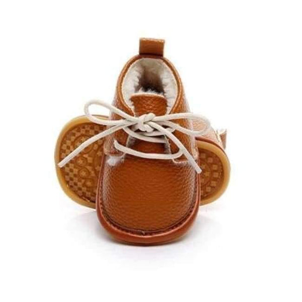 Planet Gates brown / 2 Winter super warm floral printing PU leather with fur baby moccasins infant baby girl boys shoes lace up boot