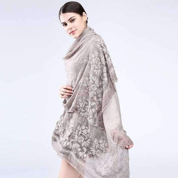 Planet Gates Brown / 200 X 95 cm New Vintga Floral Embroidery Scarf and Wrap for Women Chinese Style 200*95 cm Overlength Retro Flower Beach Shawl