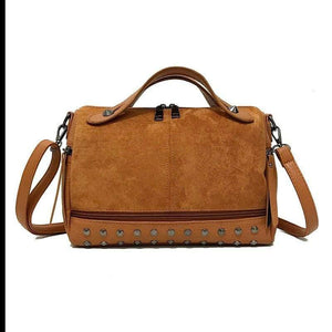 Fashion Women Top-handle Bags with Rivets Small Vintage Motorcycle Tote Bags Sac 2019 High Quality Leather Female Shoulder Bag