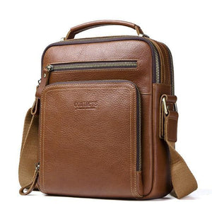 Planet Gates Brown / (20cm<Max Length<30cm) Men's Travel Bag Casual Men Messenger Bags High Quality Brand Genuine Leather Crossbody Bags For Mini Laptop