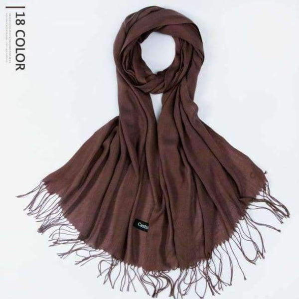 Planet Gates Brown / 216cmX65cm Autumn and Winter Scarf Women Fashion Solid Cashmere scarves for Women Shawls and Wraps 35 Colours