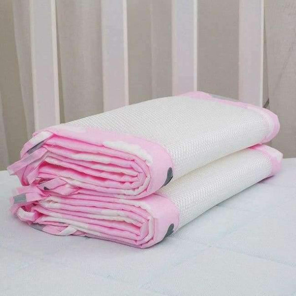 Planet Gates Brown 2Pcs/Set Breathable Summer Baby Bedding Bumper Collision Half Around Baby Crib Bumpers Bedding Cotton Printing Mesh Safety Rails