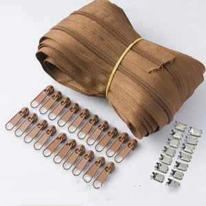 Planet Gates brown / 3# / 10M20PCSilder10Stopp Meetee 10/20M Nylon 3# Coil Zipper With Slider & Stopper For Quilt Bags Tent Invisible Clothing Zip Sewing Crafts Accessories