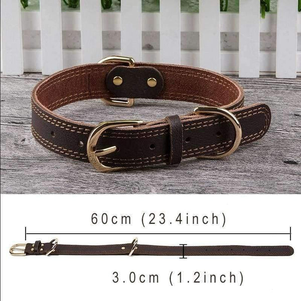 Planet Gates Brown / 3 x 60cm Classic Style Dog Collar Genuine Cow Leather Collars For Small Large Dogs Necklace Pet Products For Animals Supplier