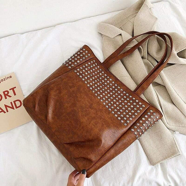 Fashion Rivet Shoulder Bags For Women Leather Luxury Handbags Women Bags Designer Ladies