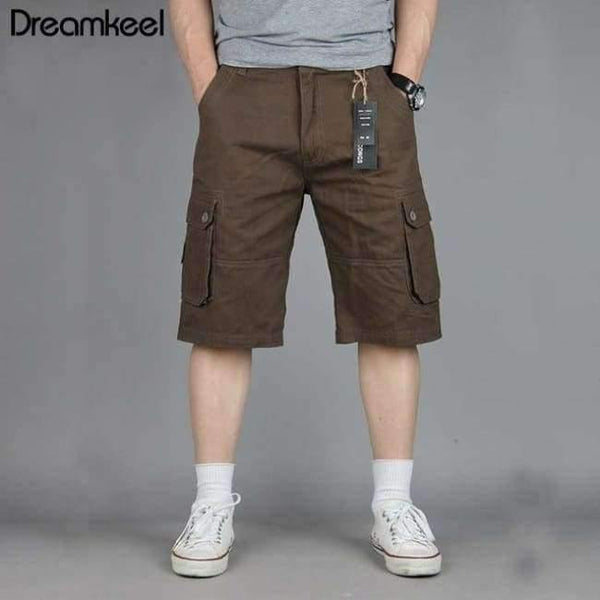 Planet Gates Brown / 34 Men Boutique Casual Shorts Fashion Style Casual Solid Cotton Streetwear Male pockets Shorts Plus Size