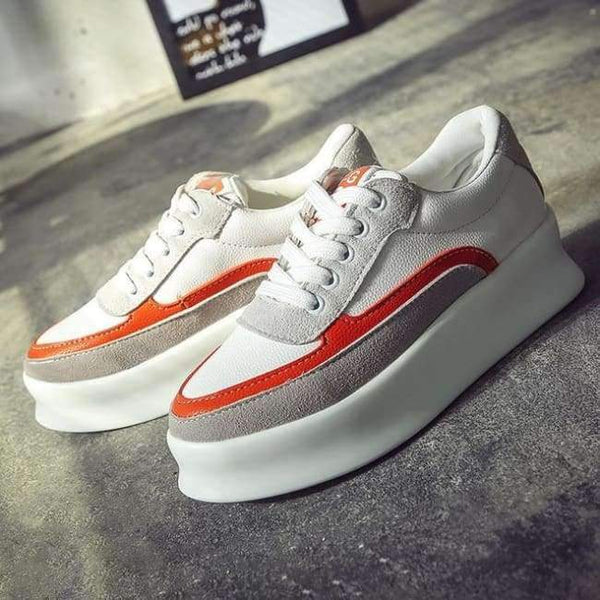 Planet Gates Brown / 35 SWYIVY Thick Bottom White Vulcanize Shoes Woman 2018 Autumn New Flats Platform Sneakers Ladies Casual Shoes Student Sneakres