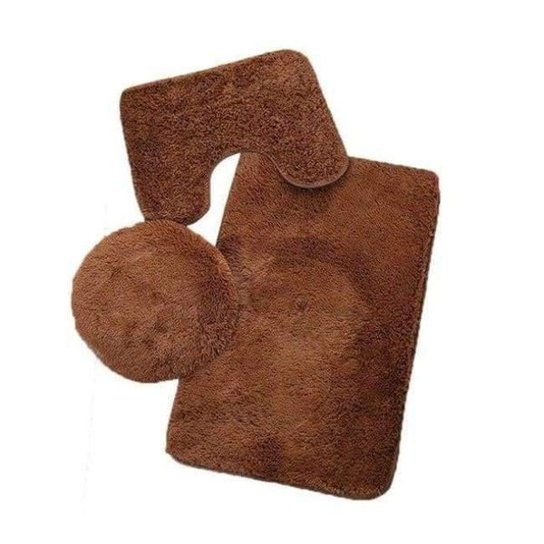 Planet Gates Brown 3pc Bathroom Set Rug Contour Mat Toilet Lid Cover Plain Solid Color Bathmats Bathroom Set Bathroom Products dropshipping 18jun21