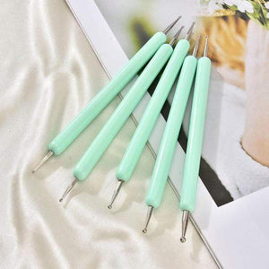 Planet Gates Brown 5 Pcs/Sets Nail Art Pen 2 In 1 Double Ends Dotting Drawing Painting UV Gel Liner Polish Brush Set Nail Art Dotting Tools
