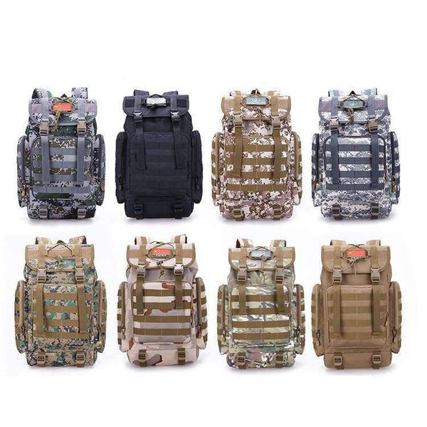 Planet Gates BROWN / 50 - 70L Military Tactical Backpack Army Molle Waterproof Sports Bag Climbing Rucksack for Outdoor Hiking Camping Hunting Backpacks