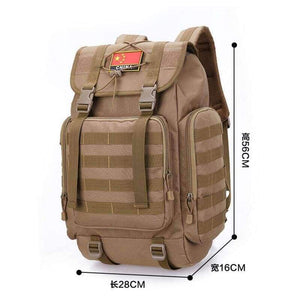 Planet Gates BROWN / 50 - 70L Military Tactical Backpack Army Molle Waterproof Sports Bag Climbing Rucksack for Outdoor Hiking Camping Hunting Backpacks