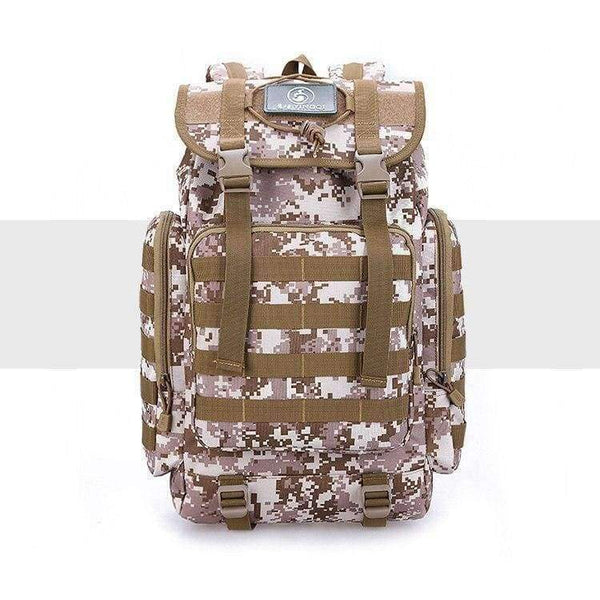 Planet Gates BROWN / 50 - 70L Military Tactical Backpack Army Molle Waterproof Sports Bag Climbing Rucksack for Outdoor Hiking Camping Hunting Backpacks