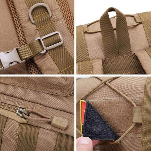 Planet Gates BROWN / 50 - 70L Military Tactical Backpack Army Molle Waterproof Sports Bag Climbing Rucksack for Outdoor Hiking Camping Hunting Backpacks