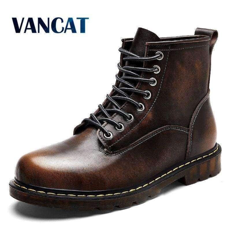 Planet Gates brown / 6.5 Vancat High Quality Genuine leather Autumn Men Boots Winter Waterproof Ankle Boots  Martin Boots Outdoor Working Boots Men Shoes