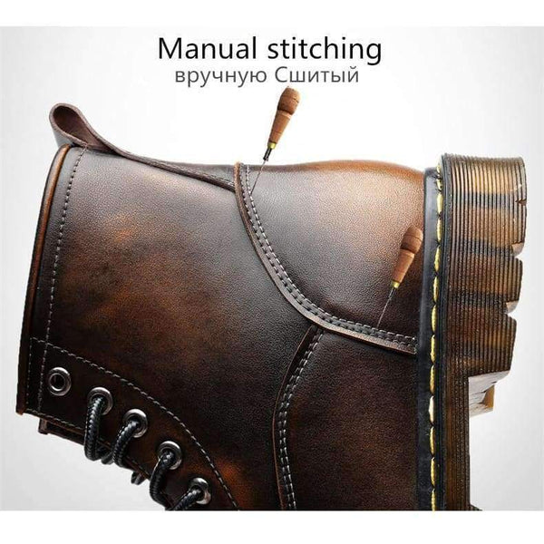 Planet Gates brown / 6.5 Vancat High Quality Genuine leather Autumn Men Boots Winter Waterproof Ankle Boots  Martin Boots Outdoor Working Boots Men Shoes