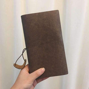 Planet Gates brown / A6 Paperboat Vintage Logo Custom A6 Notebook Genuine Leather Diary Planner Rings Office Diary Spiral Travelers Writing pad