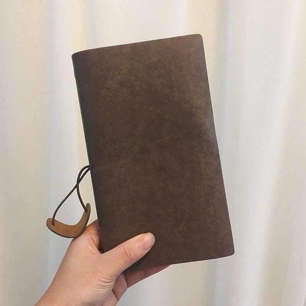 Planet Gates brown / A6 Paperboat Vintage Logo Custom A6 Notebook Genuine Leather Diary Planner Rings Office Diary Spiral Travelers Writing pad
