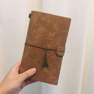 Planet Gates brown / A6 Paperboat Vintage Logo Custom A6 Notebook Genuine Leather Diary Planner Rings Office Diary Spiral Travelers Writing pad
