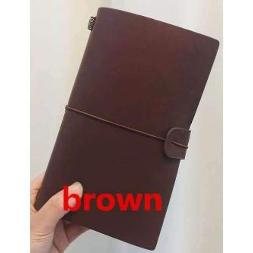 Planet Gates brown / A6 Paperboat Vintage Logo Custom A6 Notebook Genuine Leather Diary Planner Rings Office Diary Spiral Travelers Writing pad
