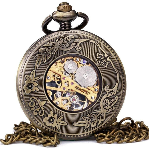 Planet Gates BROWN B Vintage Men Women Pocket Watches Mechanical Watch Red Soviet Union Design Skeleton Dial Carved Lid Pendant Chain