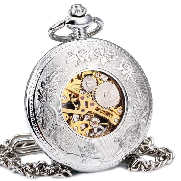 Planet Gates BROWN B Vintage Men Women Pocket Watches Mechanical Watch Red Soviet Union Design Skeleton Dial Carved Lid Pendant Chain