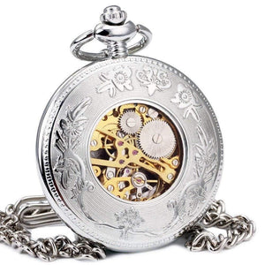Planet Gates BROWN B Vintage Men Women Pocket Watches Mechanical Watch Red Soviet Union Design Skeleton Dial Carved Lid Pendant Chain