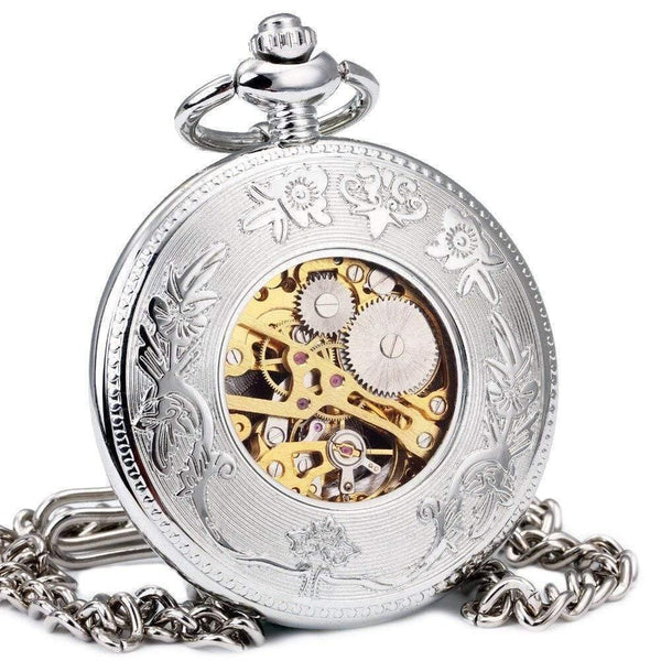 Planet Gates BROWN B Vintage Men Women Pocket Watches Mechanical Watch Red Soviet Union Design Skeleton Dial Carved Lid Pendant Chain