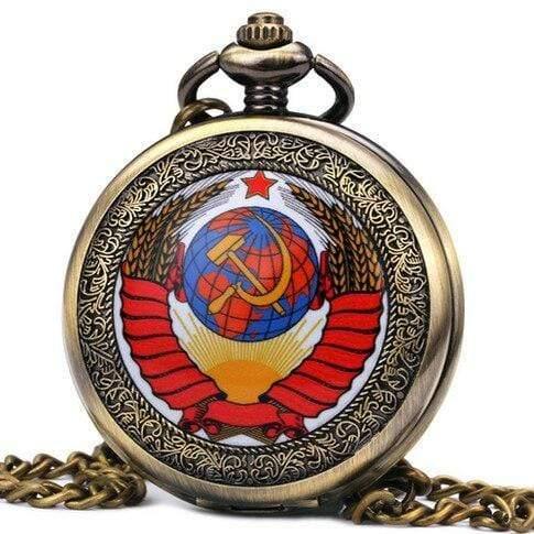 Planet Gates BROWN B Vintage Men Women Pocket Watches Mechanical Watch Red Soviet Union Design Skeleton Dial Carved Lid Pendant Chain