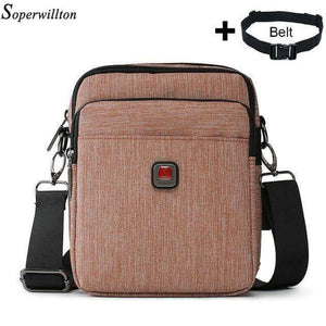 Planet Gates Brown Bag and Belt / M 18x14.5x10cm Men's Bag USB charging Shoulder Crossbody Bags Water-resistent Oxford Travel Bags Zipper Belt Bag Male #1042