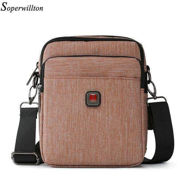 Planet Gates Brown Bag / M 18x14.5x10cm Men's Bag USB charging Shoulder Crossbody Bags Water-resistent Oxford Travel Bags Zipper Belt Bag Male #1042