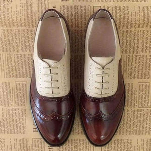 Planet Gates brown beige / 5.5 women genuine leather oxford shoes woman flats handmade vintage retro lace up loafers brown casual sneakers flat shoes for women