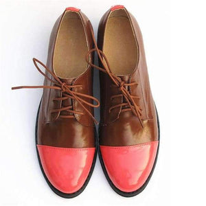 Planet Gates brown beige / 5.5 women genuine leather oxford shoes woman flats handmade vintage retro lace up loafers brown casual sneakers flat shoes for women